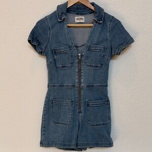 Show Me Your MuMu Light Blue Denim Romper